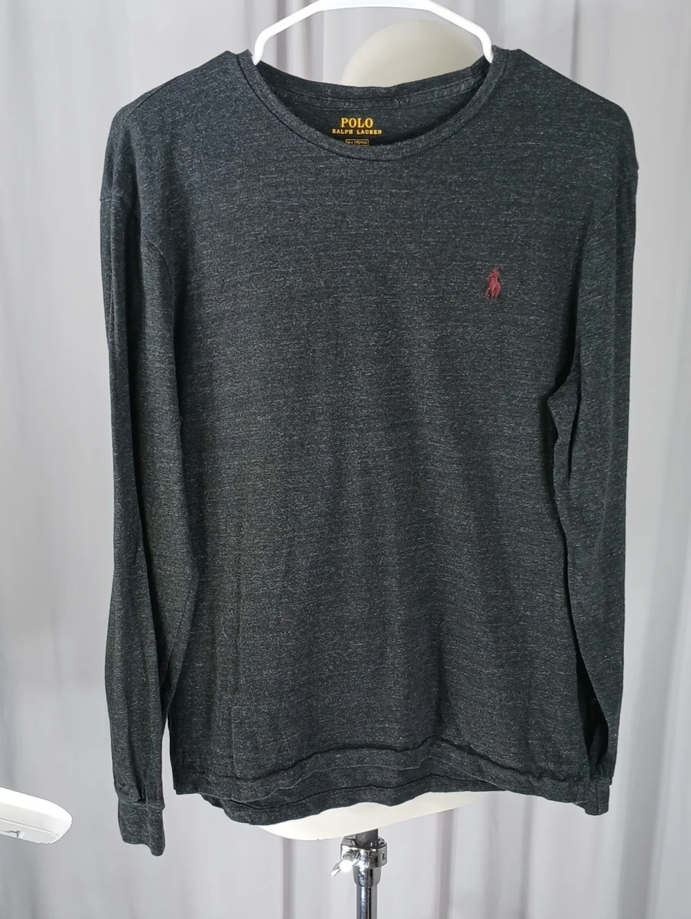 Polo by Ralph Lauren Charcoal Heather Long-Sleeve Crew Tee with Maroon Pony